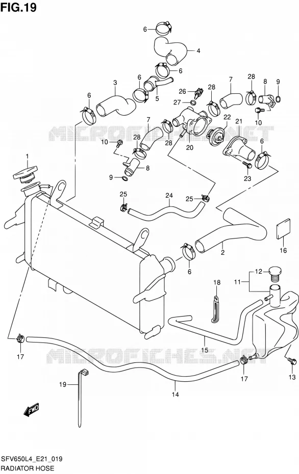 DURITE DE RADIATEUR (SFV650L4 E21) Suzuki MOTO 650 GLADIUS 2014  SFV650U L4 (E21)