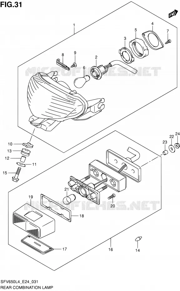 ENSEMBLE FEU ARRIERE Suzuki MOTO 650 GLADIUS 2014  SFV650U L4 (E24)