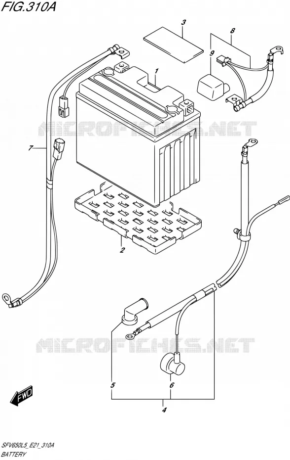 BATTERIE (SFV650L5 E21) Suzuki MOTO 650 GLADIUS 2015  SFV650U L5 (E21)