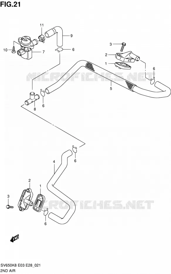 SYSTEME RECYCLAGE GAZ ECHAPPEMENT Suzuki MOTO 650 SV-S 2010  SV650SA L0 (E03,E28,E33)