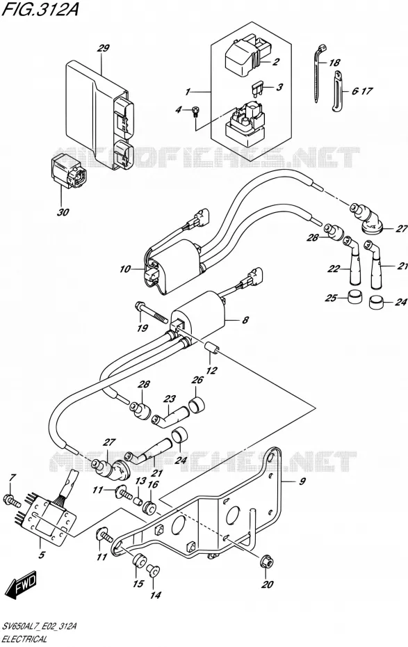 PARTIE ELECTRIQUE (SV650AL7 E02) Suzuki MOTO 650 SV 2017  SV650UA L7 (E19)