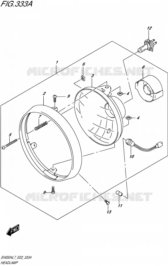 PHARE (SV650AL7 E02) Suzuki MOTO 650 SV 2017  SV650UA L7 (E19)