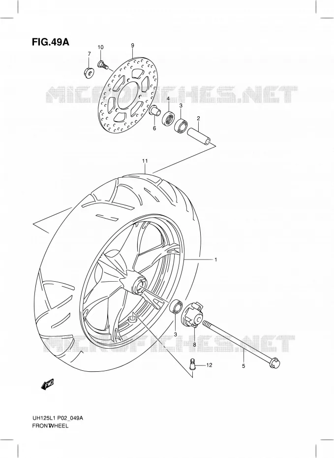 ROUE AVANT (MODEL EXECUTIVE P19 AND RACING P19) Suzuki SCOOTER 125 BURGMAN 2012  UH125G L1 (P19)