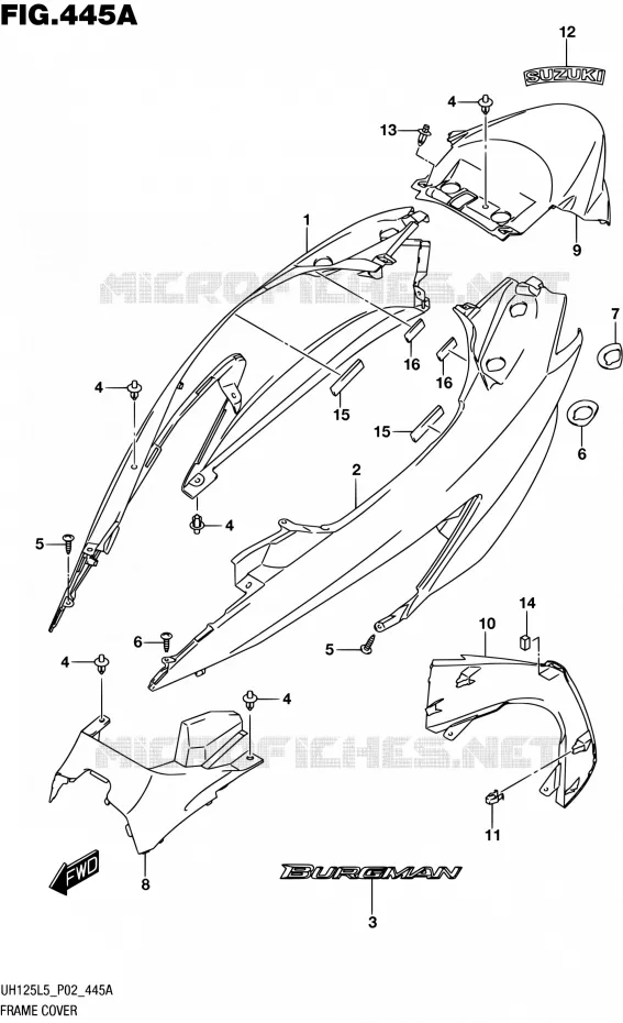 CARENAGES ARRIERE Suzuki SCOOTER 125 BURGMAN 2015  UH125 L5 (P19)