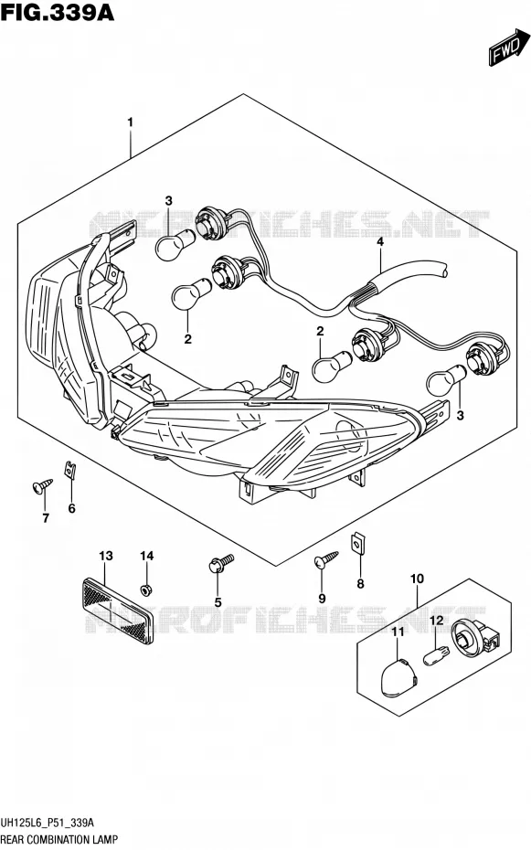 ENSEMBLE FEU ARRIERE Suzuki SCOOTER 125 BURGMAN 2016  UH125 L6 (P51)