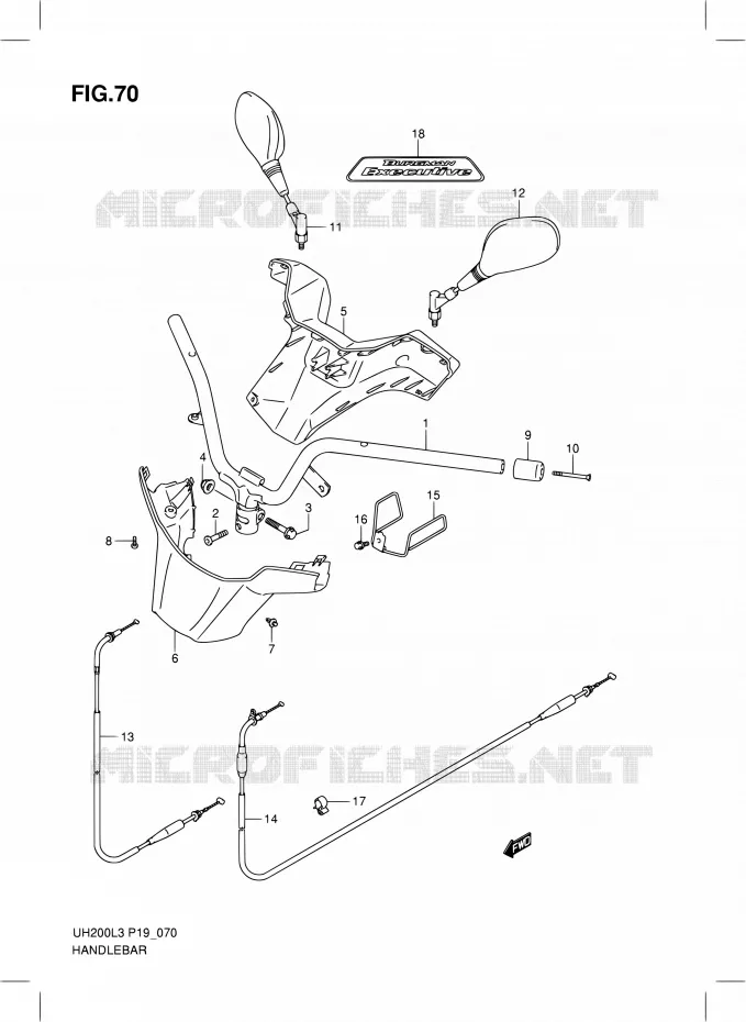 GUIDON (UH200ZL3 P19) Suzuki SCOOTER 200 BURGMAN 2013  UH200G L3 (P19)