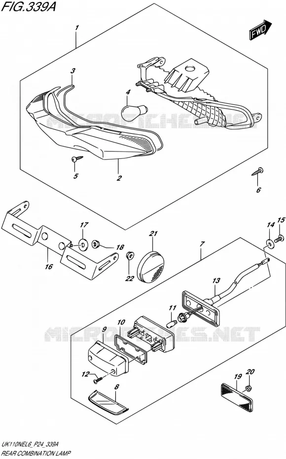 ENSEMBLE FEU ARRIERE Suzuki SCOOTER 110 ADDRESS 2016  UK110NE L6 (P24)
