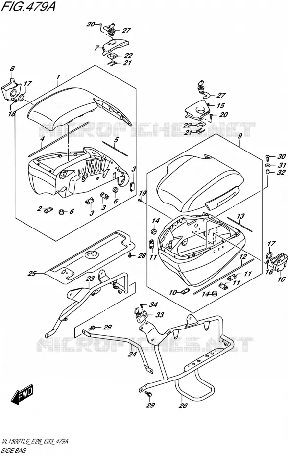 VALISE LATERALE - SUPPORT Suzuki MOTO 1500 BOULEVARD 2016  VL1500T L6 (E28,E33)