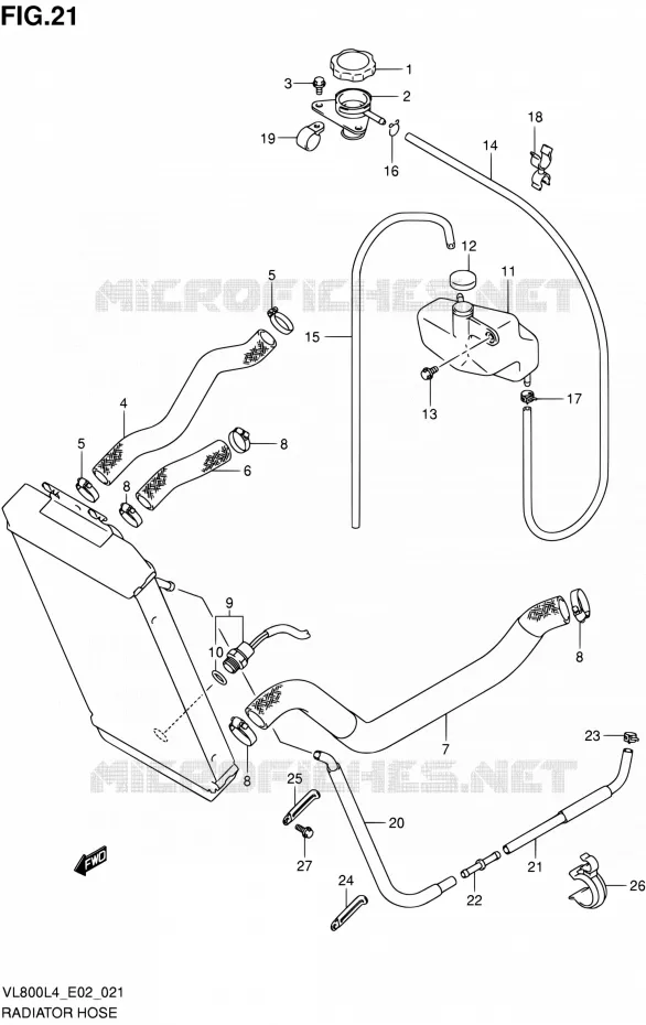 DURITE DE RADIATEUR (VL800CL4 E02) Suzuki MOTO 800 INTRUDER 2014  VL800C L4 (E02)
