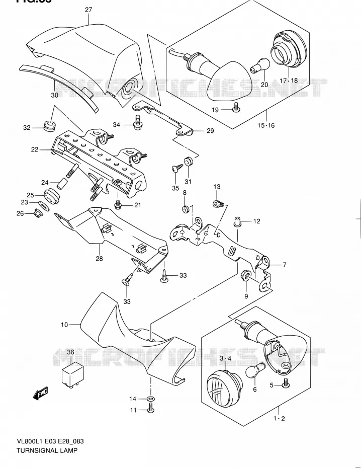 CLIGNOTANTS (VL800CL1 E28) Suzuki MOTO 800 VOLUSIA 2011  VL800 L1/VL800T L1/VL800C L1