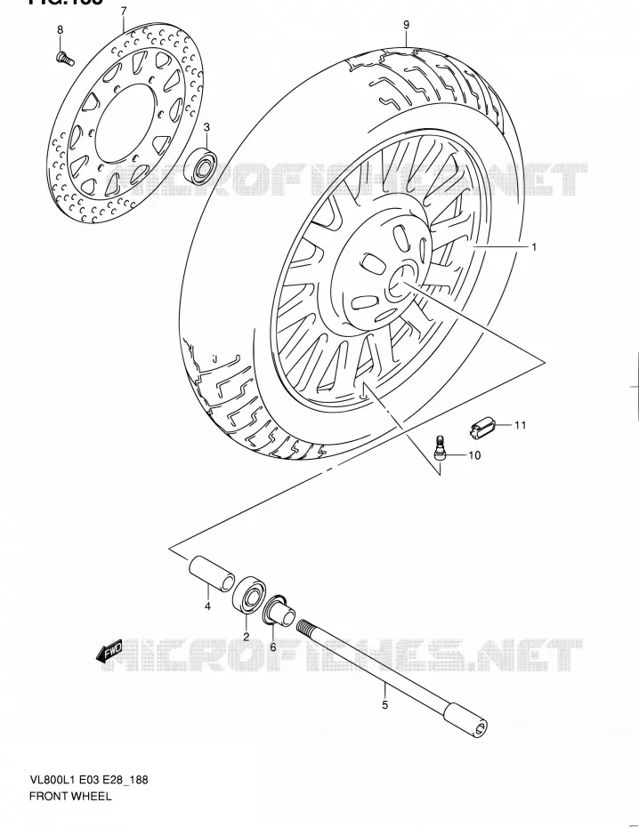 ROUE AVANT (VL800CL1 E33) Suzuki MOTO 800 VOLUSIA 2011  VL800 L1/VL800T L1/VL800C L1