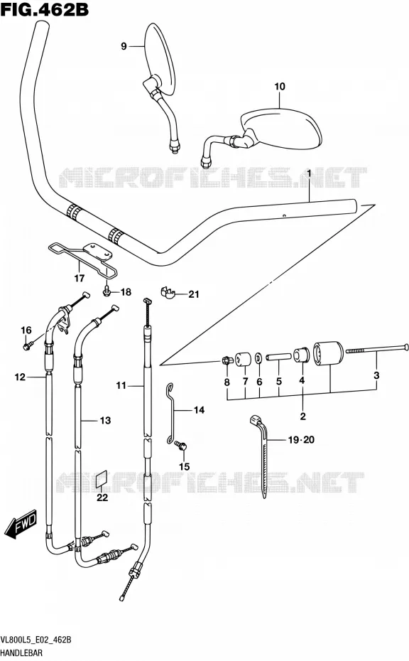 GUIDON (VL800L5 E19) Suzuki MOTO 800 INTRUDER 2015  VL800 L5 (E02)