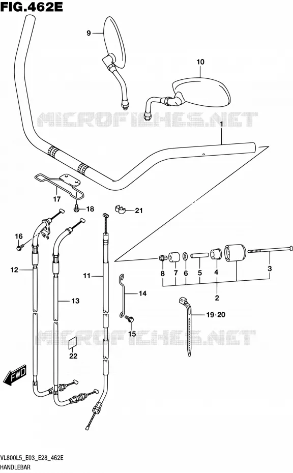 GUIDON (VL800TL5 E33) Suzuki MOTO 800 BOULEVARD 2015  VL800 L5/VL800T L5 (E03,E28)