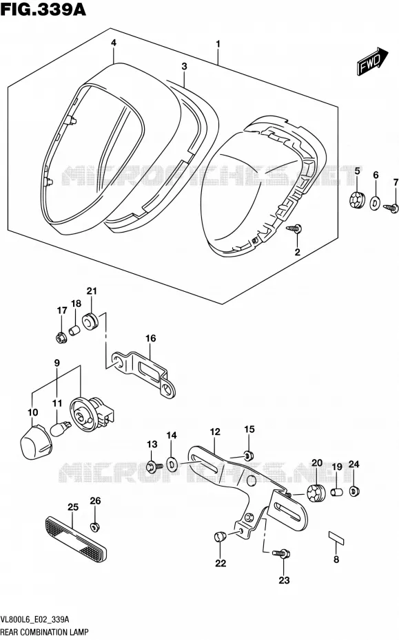 ENSEMBLE FEU ARRIERE (VL800L6 E02) Suzuki MOTO 800 BOULEVARD 2016  VL800 L6 (E02)