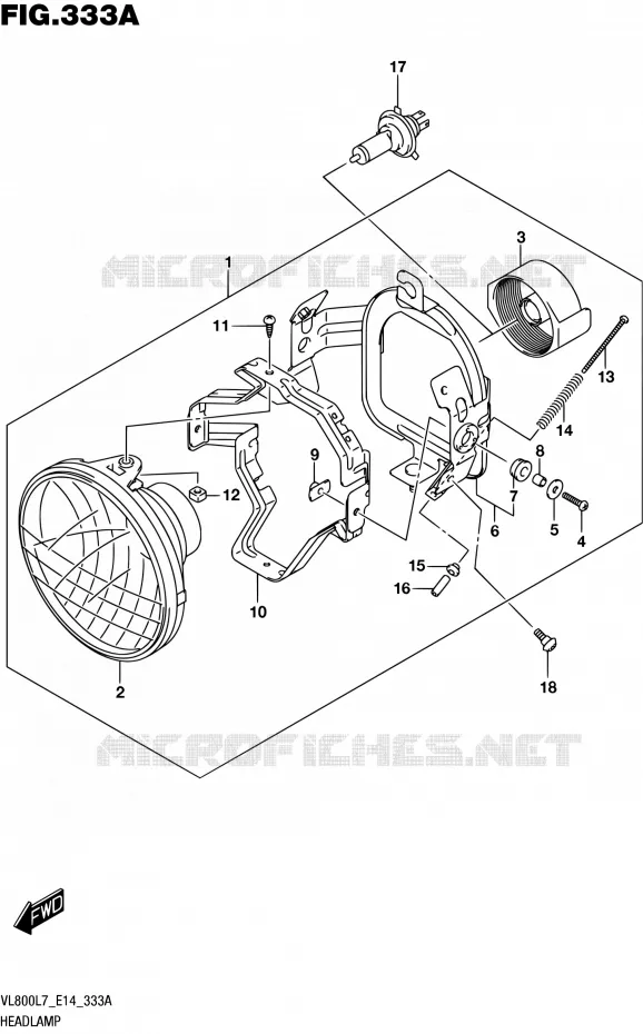 PHARE Suzuki MOTO 800 INTRUDER 2017  VL800 L7 (E14)