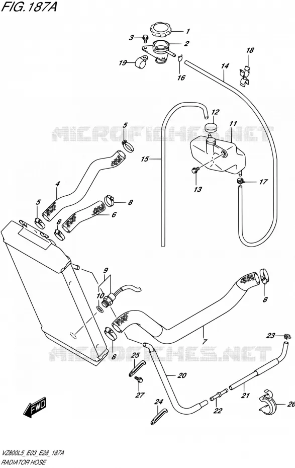 DURITE DE RADIATEUR Suzuki MOTO 800 MARAUDER 2015  VZ800 L5 (E03,E28,E33)