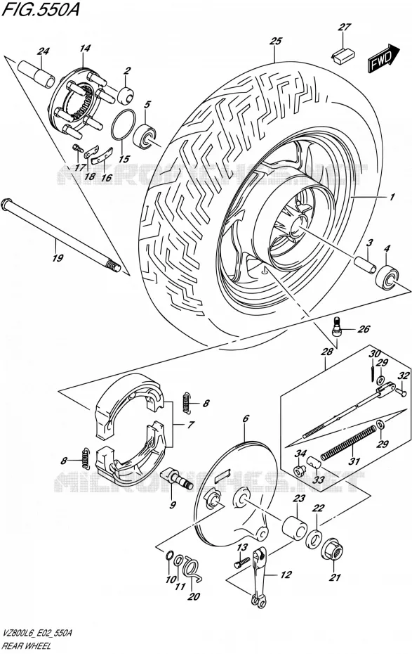 ROUE ARRIERE Suzuki MOTO 800 MARAUDER 2016  VZ800UE L6 (E19)