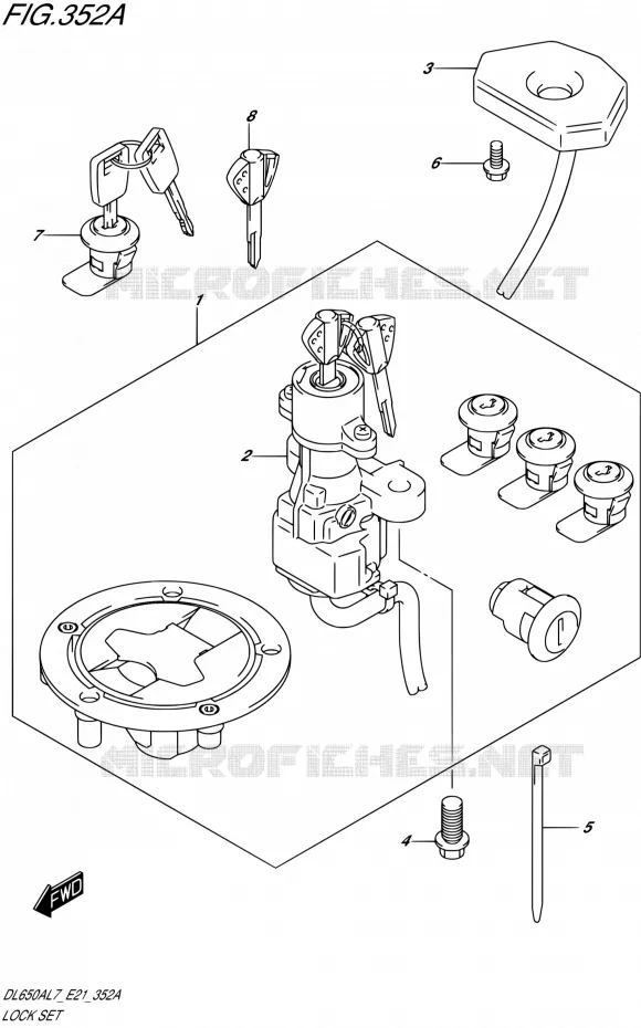 KIT SERRURE (FOR TOP CASE,SIDE CASE) Suzuki MOTO 650 V-STROM 2017  DL650XAL7 E21