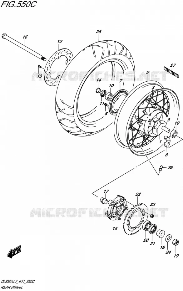 ROUE ARRIERE50XAL7 E21) Suzuki MOTO 650 V-STROM 2017  DL650XAL7 E21