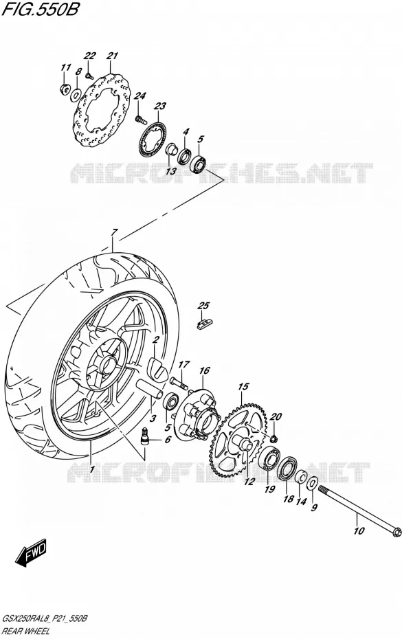 ROUE ARRIERE50RAZL8 P21) Suzuki MOTO 250 GSX-R 2018  GSX250RA L8/GSX250RZA L8 P21