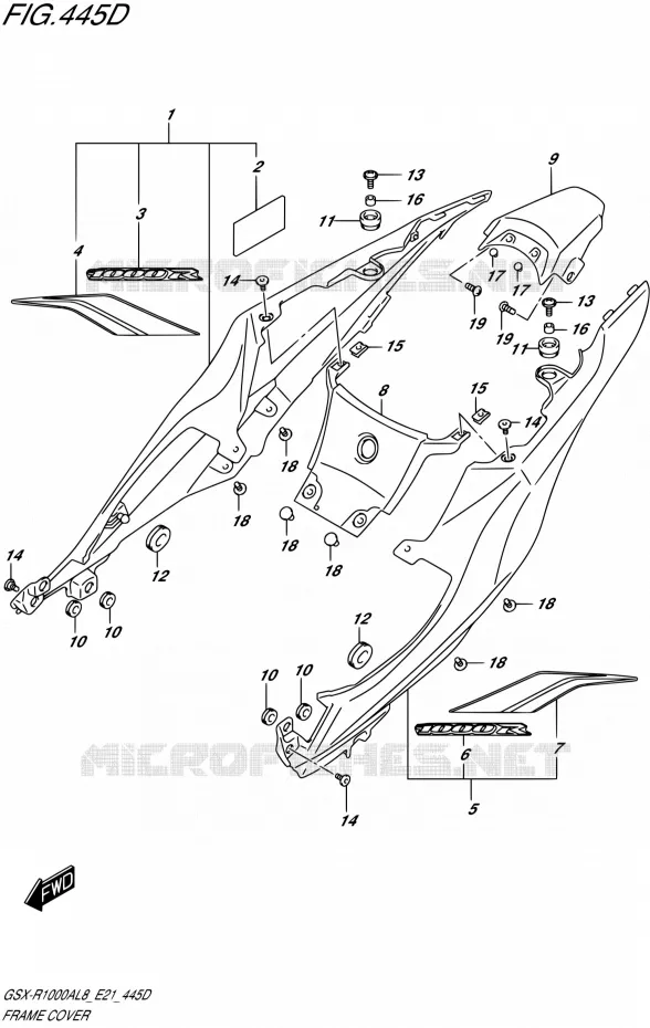 CARENAGES ARRIEREX-R1000RAL8 E21) Suzuki MOTO 1000 GSX-R 2018  GSX-R1000RZAL8 / GSX-R1000RAL8 E21