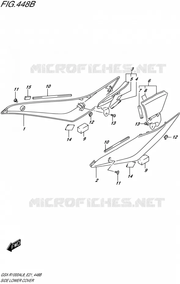 COUVERCLE LATERAL INFERIEURZAL8 E21) Suzuki MOTO 1000 GSX-R 2018  GSX-R1000RZAL8 / GSX-R1000RAL8 E21
