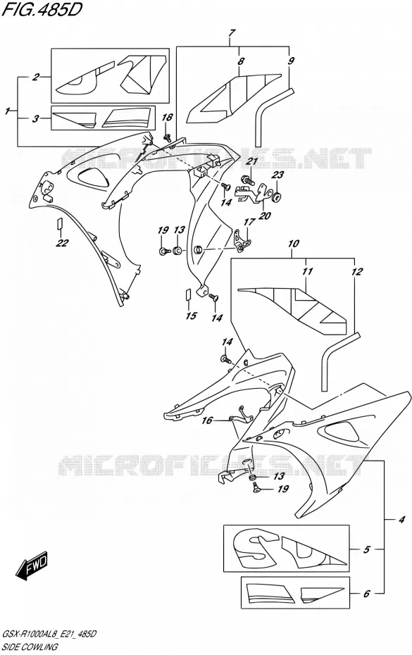 FLANCS DE CARENAGES000RZAL8 E21) Suzuki MOTO 1000 GSX-R 2018  GSX-R1000RZAL8 / GSX-R1000RAL8 E21