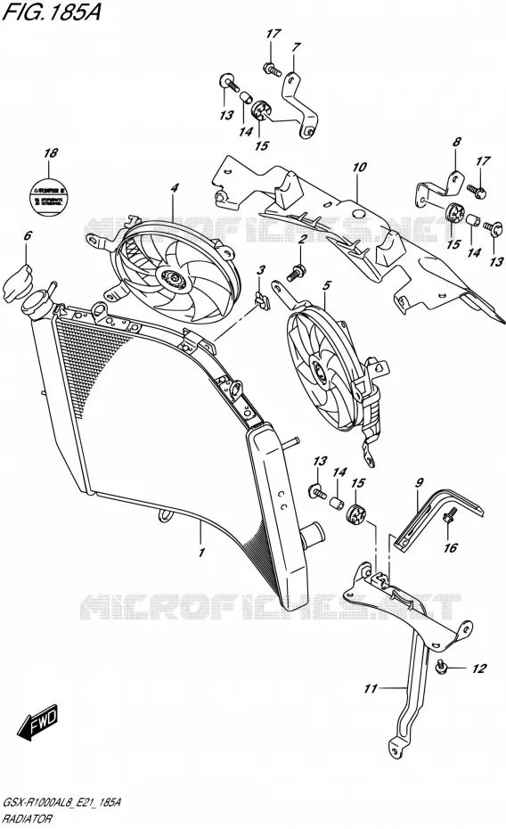 RADIATEUR Suzuki MOTO 1000 GSX-R 2018  GSX-R1000RZAL8 / GSX-R1000RAL8 E21