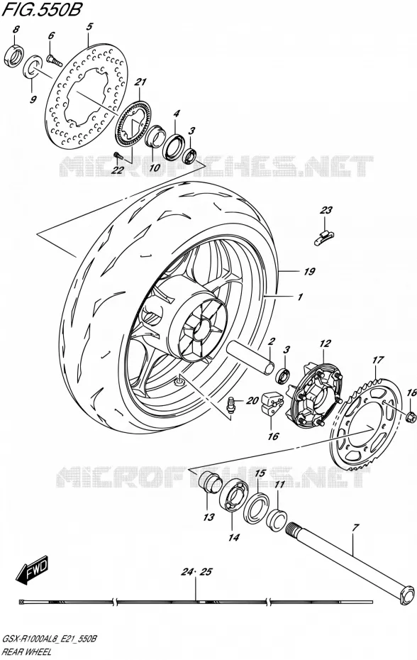 ROUE ARRIERE-R1000AL8 E21) (FOR YKV,YSF) Suzuki MOTO 1000 GSX-R 2018  GSX-R1000RZAL8 / GSX-R1000RAL8 E21