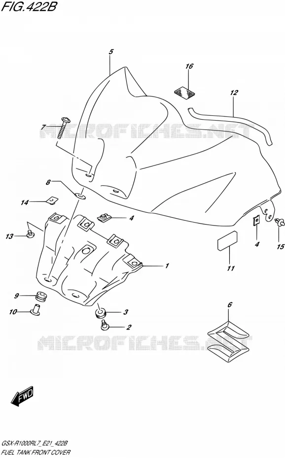 COUVRE RESERVOIR (GSX-R1000RZL7 E21) Suzuki MOTO 1000 GSX-R 2017  GSX-R1000RL7 / GSX-R1000RZL7 E21