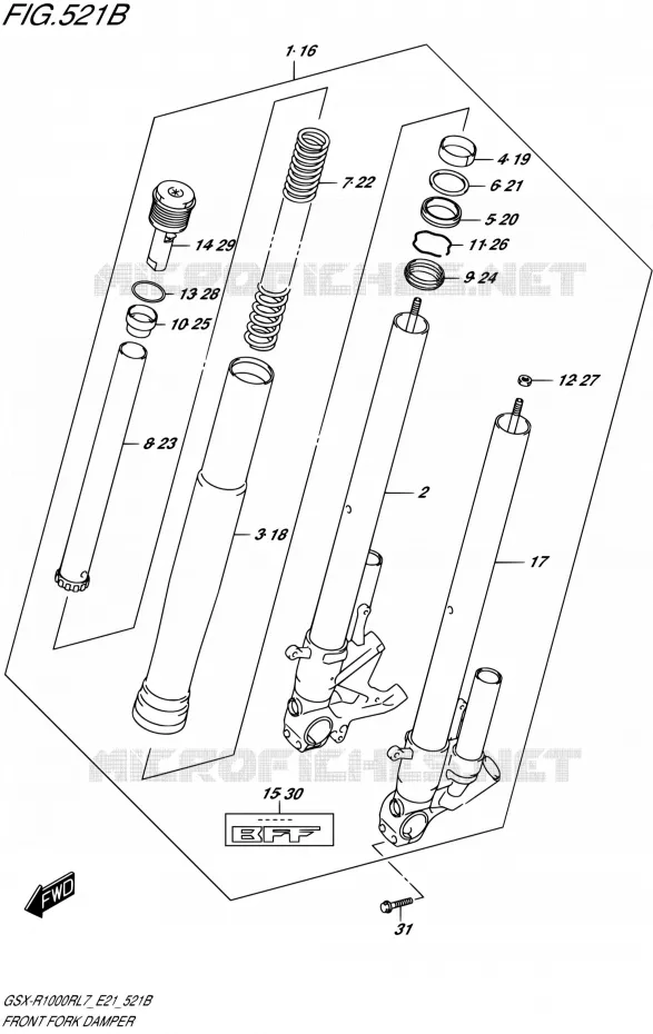 FOURCHE AMORTISSEUR AVT (GSX-R1000RZL7 E21) Suzuki MOTO 1000 GSX-R 2017  GSX-R1000RL7 / GSX-R1000RZL7 E21
