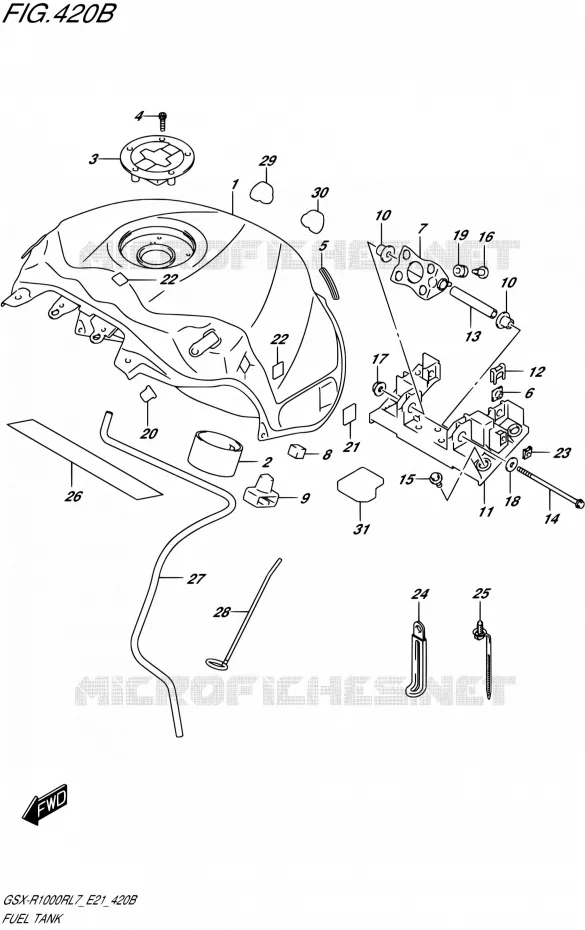RESERVOIR D'ESSENCE1000RZL7 E21) Suzuki MOTO 1000 GSX-R 2017  GSX-R1000RL7 / GSX-R1000RZL7 E21