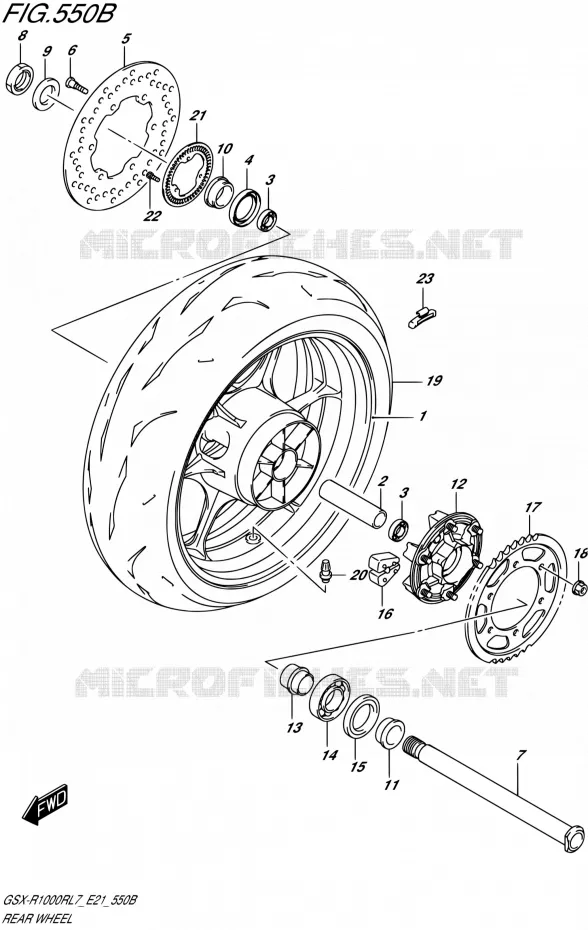 ROUE ARRIERE-R1000RZL7 E21) Suzuki MOTO 1000 GSX-R 2017  GSX-R1000RL7 / GSX-R1000RZL7 E21