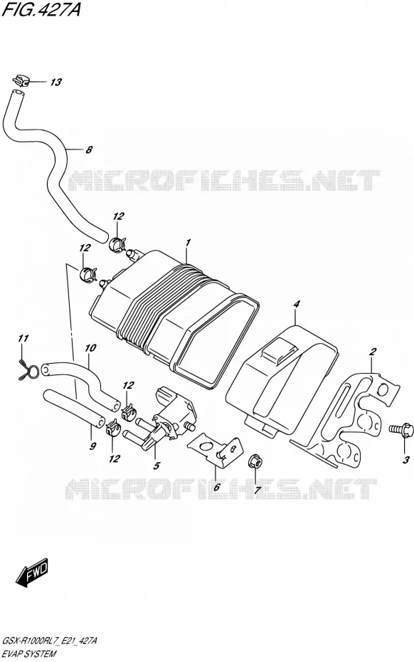 SYSTÈME DE RECYCLAGE VAPEURS CARBURANT Suzuki MOTO 1000 GSX-R 2017  GSX-R1000RL7 / GSX-R1000RZL7 E21