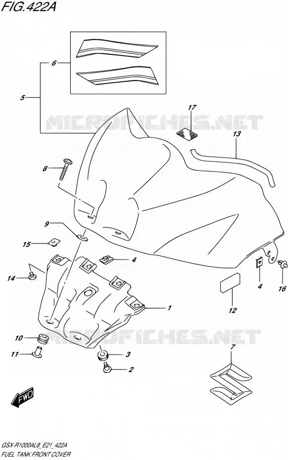 COUVRE RESERVOIR (GSX-R1000AL8 E21) (FOR YWW) Suzuki MOTO 1000 GSX-R 2018  GSX-R1000AL8 E21