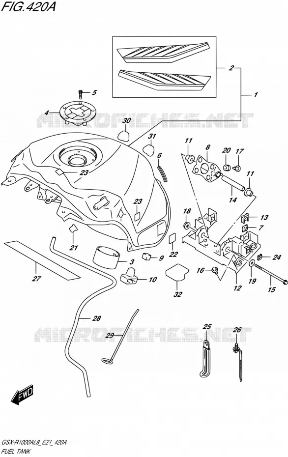 RESERVOIR D'ESSENCE1000AL8 E21) (FOR YWW) Suzuki MOTO 1000 GSX-R 2018  GSX-R1000AL8 E21