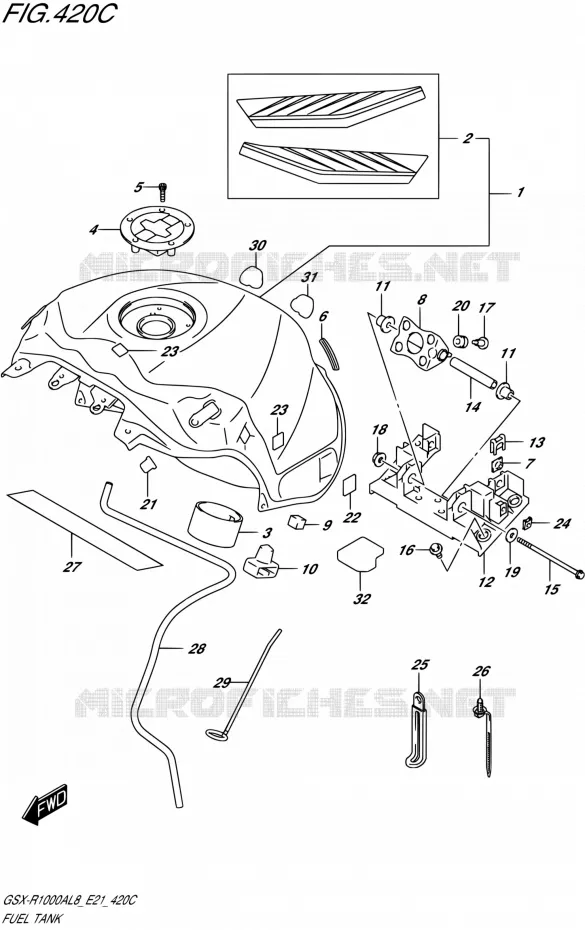 RESERVOIR D'ESSENCE1000RZAL8 E21) Suzuki MOTO 1000 GSX-R 2018  GSX-R1000AL8 E21