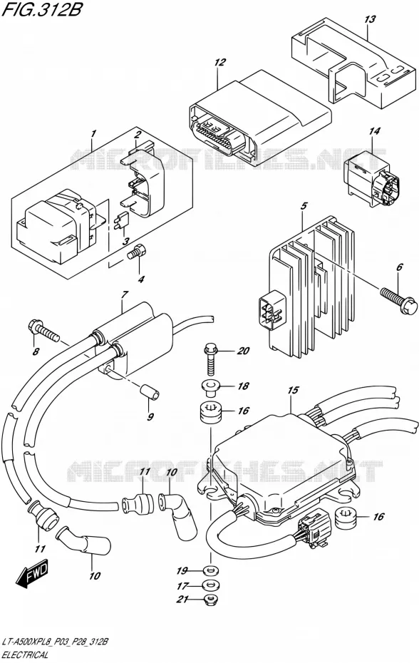 PARTIE ELECTRIQUE0XPL8 P28) Suzuki QUAD 500 KINGQUAD 2018  LT-A500XP L8 (P03)