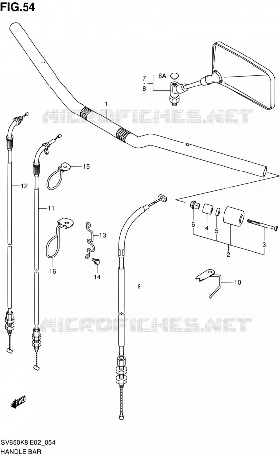 GUIDON (WITHOUT COWLING) Suzuki MOTO 650 SV 2008  SV650K8(E2)