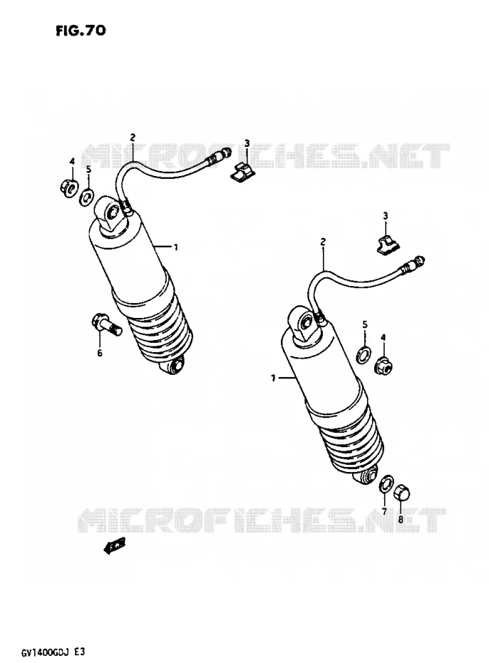 AMORTISSEUR ARRIERE GV1400GDG/GCG/MODELE H/J Suzuki MOTO 1400 CAVALCADE 1987  GV1400GTH(G/H/J)