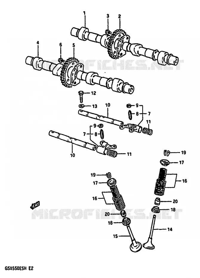 ARBRE A CAMES - SOUPAPES Suzuki MOTO 550 GSX-E 1986  GSX550EUG(F/G/H)