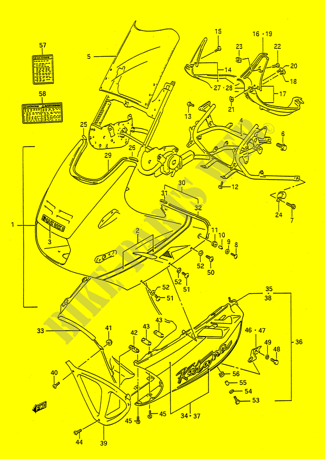 CARENAGE TETE DE FOURCHE (MODELE N/P) pour Suzuki GSX-F 1100 1992