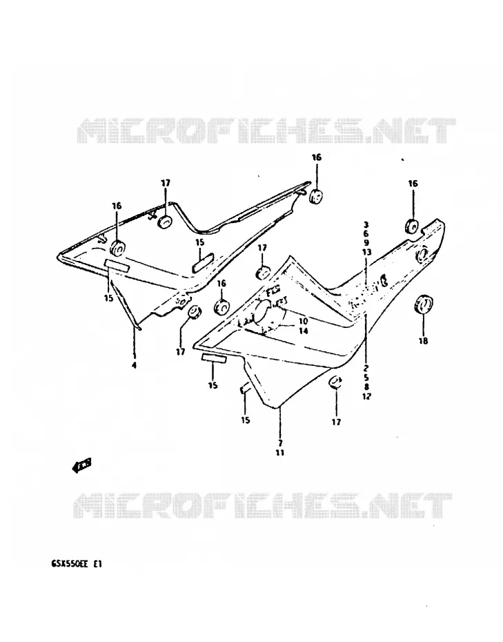 CARENAGES ARRIERE  (GSX550EE) Suzuki MOTO 550 GSX-E 1984  GSX550ESE(E1)