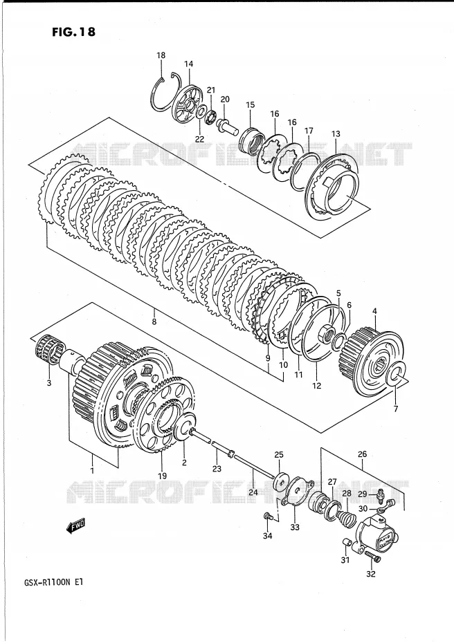 EMBRAYAGE Suzuki MOTO 1100 GSX-R 1992  GSX-R1100N(E1)