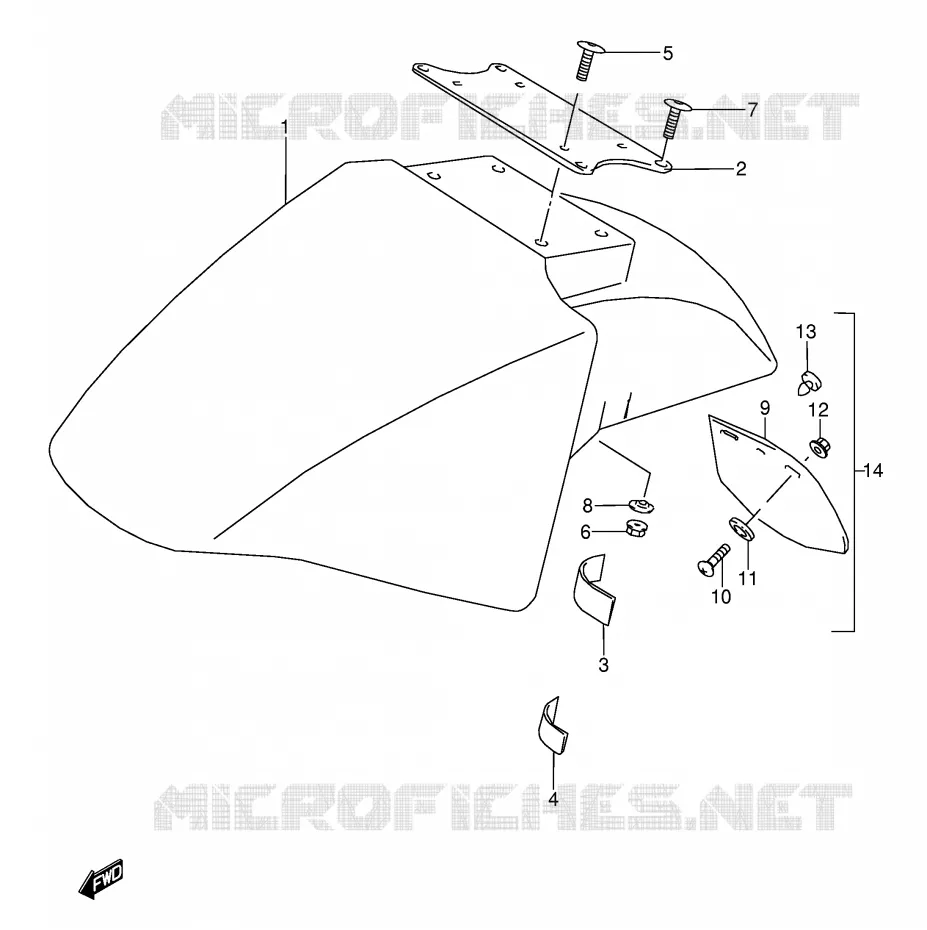 GARDE BOUE AVANT (MODELE J/K/L/M/N/P/R) Suzuki MOTO 600 GSX-F 1991  GSX600FU2M(E2)