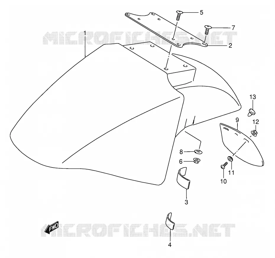 GARDE BOUE AVANT (MODELE K/L/M/N/P/R) Suzuki MOTO 750 GSX-F 1994  GSX750FR(E2)