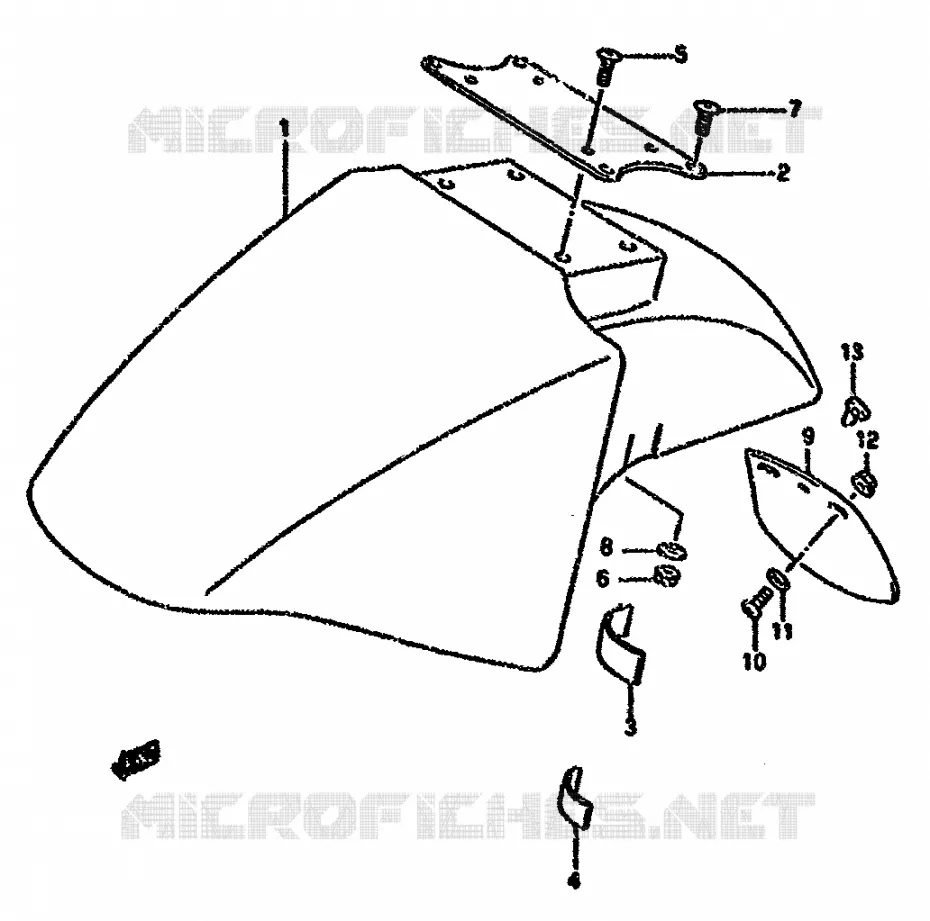 GARDE BOUE AVANT (MODELE K/L/M/N/P/R) Suzuki MOTO 750 GSX-F 1996  GSX750FSKT(K-T)