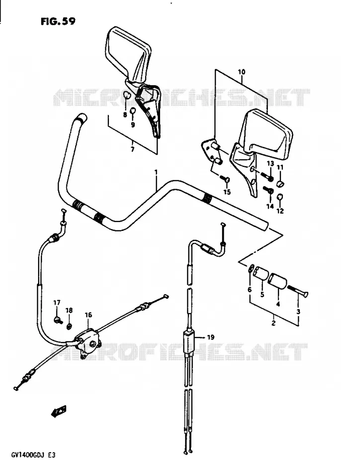 GUIDON - CABLES GV1400GCG/MODELE H/J Suzuki MOTO 1400 CAVALCADE 1987  GV1400GCH(G/H/J)