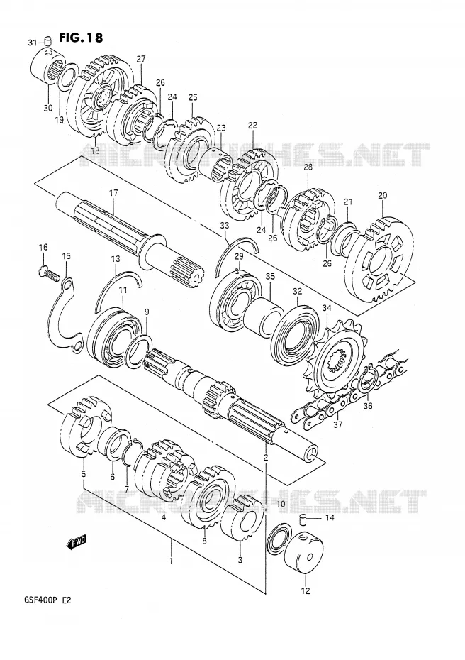 TRANSMISSION Suzuki MOTO 400 BANDIT 1992  GSF400N(E2)