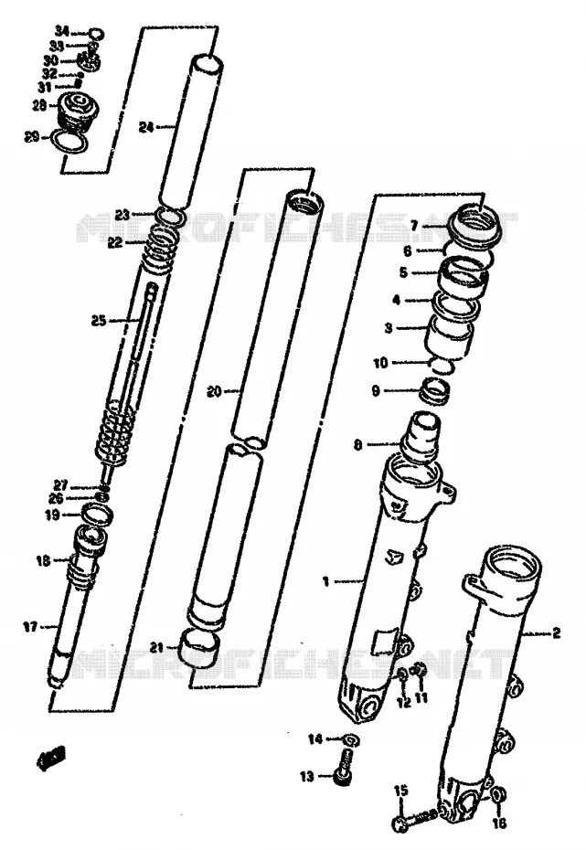AMORTISSEUR AVANT (MODELE K/L/M/N/P/R) Suzuki MOTO 750 GSX-F 1996  GSX750FT(K-T)